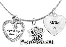 Policeman's, I Love My Policeman, Mom, Key to My Heart, Adjustable, Hypoallergenic, Safe-Nickel, Lead, Free