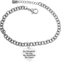Message Jewelry, My Daughter, My Joy, My Sunshine, My Heart, Adjustable Rolo Chain Bracelet, Hypoallergenic, Safe-Nickel, Lead, Free