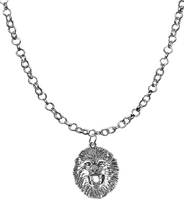 Lion, African Lion Necklace, Adjustable 14-21 Inch Rolo Chain Necklace, Nickel, Lead, And Cadmium Free-Hypoallergenic