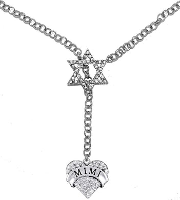 Jewish Mimi Rolo Chain Necklace Hypoallergenic, Crystal Heart And Star Of David, Safe-Nickel, Lead, And Cadmium Free