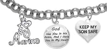 Marine Mom, My Son, God Has You In His Arms And I Have You In My Heart, Adjustable, Hypoallergenic-Safe, No Nickel, Lead, Or Poisonous Cadmium In Bracelet