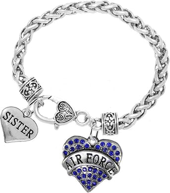 Air Force Sister Heart Bracelet, Hypoallergenic, Will NOT Irritate Anyone with Sensitive Skin. Safe- Nickel, Lead and Cadmium Free