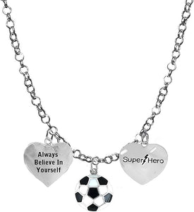 Soccer, Always Believe In Yourself, Super Hero, " Soccer Player Jewelry" Adjustable Necklace Hypoallergenic, Safe-Nickel, Lead Free