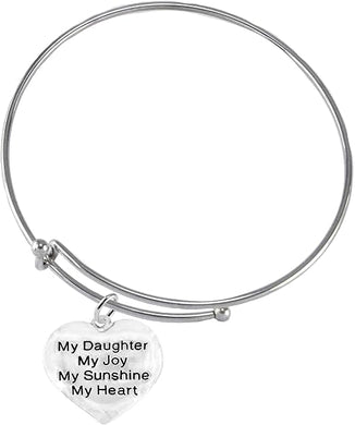My Daughter, My Joy, My Sunshine, My Heart, Adjustable Miracle Wire Bracelet, Hypoallergenic, Safe-Nickel, Lead, And Poisonous Cadmium Free
