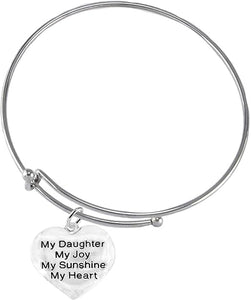My Daughter, My Joy, My Sunshine, My Heart, Adjustable Miracle Wire Bracelet, Hypoallergenic, Safe-Nickel, Lead, And Poisonous Cadmium Free