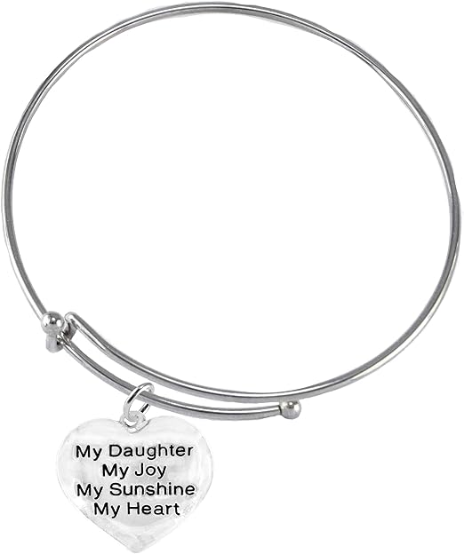 My Daughter, My Joy, My Sunshine, My Heart, Adjustable Miracle Wire Bracelet, Hypoallergenic, Safe-Nickel, Lead, And Poisonous Cadmium Free