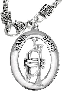 Band Trumpet Player Hypoallergenic Adjustable Necklace, Safe-Nickel, Lead Free