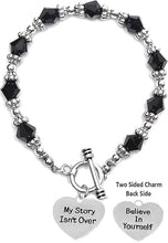 My Story Isn't Over, Believe In Yourself, On A Black Crystal Toggle Bracelet, Hypoallergenic Safe-Nickel, Lead And Cadmium Free