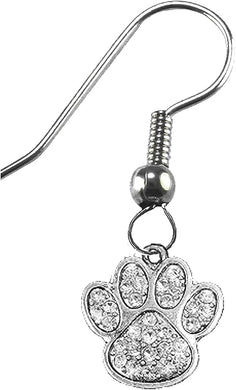 Dazzling Crystal Paw, Genuine Crystal Paw On A Sterling Silver Solid .925 Sterling, Not Plated Or Coated. Fishhook Earring, Hyperallergenic Safe-Nickel, Lead, Cadmium Free2020