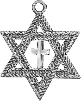 Messianic Antique Silvertone, Star Of David With Silver Cross. Hypoallergenic-Safe, No Nickel, Lead, Or Cadmium In The Metal. Comes With Jump Ring Attached. Charm Size 7/8 X 7/8 Inch.