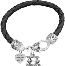 Weightlifters "Never Stop Trying , Never Give Up, Never Quit" "If I Believe It I Can Do It", Heart, On A Black Woven Leather Bracelet, Hypoallergenic - Nickel, Lead, And Poisonous Cadmium Free