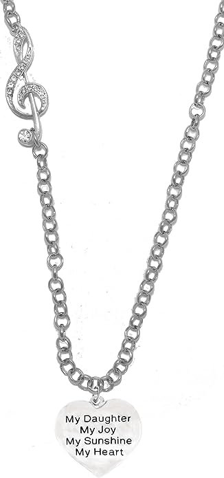 Treble Clef, My Daughter, My Joy, My Sunshine, My Heart, Rolo Chain Adjustable Necklace, Hypoallergenic, Safe-Nickel, Lead, and Cadmium Free