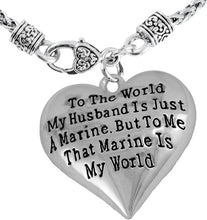 Marine Wife, My Husband is My World, Necklace, Hypoallergenic, Safe- Nickel, Lead and Cadmium Free