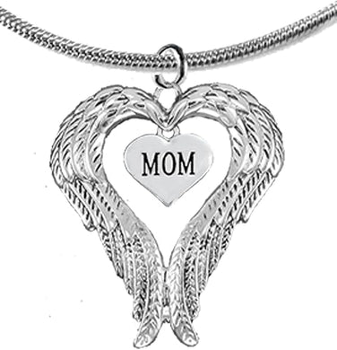 Guardian Angel, Heart (Love) Shaped Wings for Mom Necklace, Adjustable, Hypoallergenic, Safe-Nickel, Lead, Free