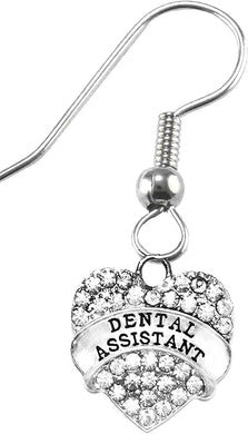 Dental Assistant, Crystal Heart Earrings, Safe-Nickel, Lead & Cadmium Free!