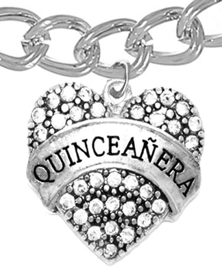 The Perfect Gift, Quinceanera Genuine Crystal Heart, Hypoallergenic Bracelet, Safe-Nickel, Lead & Cadmium Free!