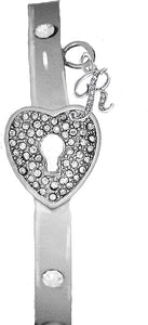 It Really Locks!, The Key To My Heart, "Initial R", Cuff Crystal Bracelet, Hypoallergenic, Safe-Nickel, Lead, Free