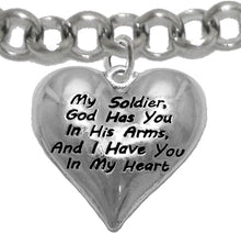 Army, God Has You in His Arms and I Have You in My Heart, Bracelet, Hypoallergenic Safe, No Nickel, Lead, Or Poisonous Cadmium in Bracelet