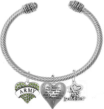 Army, My Soldier, God Has You in His Arms and I Have You in My Heart, Adjustable Bracelet, Hypoallergenic Safe, No Nickel, Lead, Or Poisonous Cadmium.