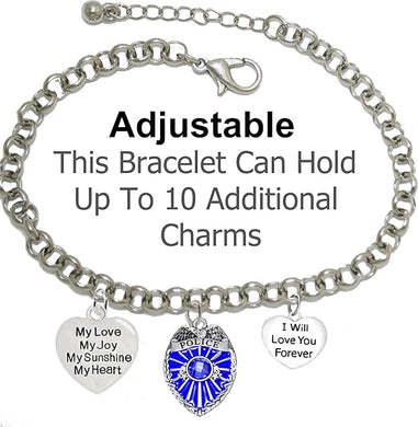 Policeman, My Love, My Joy, My Sunshine, I Will Love You Forever, Hypoallergenic Adjustable Nickle, Lead Free