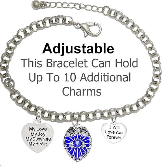 Policeman, My Love, My Joy, My Sunshine, I Will Love You Forever, Hypoallergenic Adjustable Nickle, Lead Free