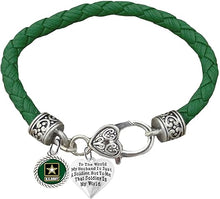 Army, "To The World My Husband Is Just A Soldier, But To Me That Soldier Is My World", Leather Bracelet Hypoallergenic Safe, No Nickel, Lead, Or Poisonous Cadmium In Bracelet