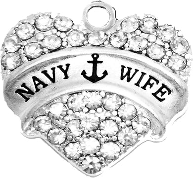 Crystal Navy Wife Charm, Nickel, Lead, Cadmium Free, Charm with Jump Ring Attached