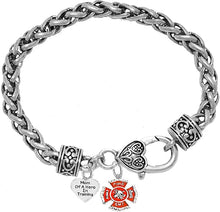 EMT, Firefighter,Mom Of A Hero In Training, Fire Department Charm, On A Antique Wheat Chain Bracelet, Hypoallergenic Safe-Nickel, Lead And Cadmium Free