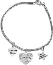 Caregiver, Nurse, RN, LPN, You Made A Difference, Amazing Women Snake Chain Bracelet, Hypoallergenic, Safe-Nickel, Lead, Free