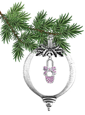 Ballet Slipper Covered In Pink Austrian Cut Crystal On A Christmas Tree Ornament. What A Wonderful Gift For Yourself, Or Someone Special. Gift Ready, Comes In A Black Velvet Bag