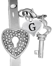 It Really Locks!, The Key To My Heart, "Initial G", Cuff Crystal Bracelet, Hypoallergenic, Safe-Nickel, Lead, Free