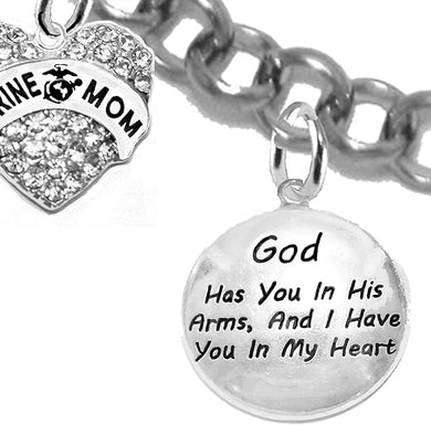 Marine, My Son, God Has You In His Arms And I Have You In My Heart,Genuine Crystal Star Of David, Adjustable, Hypoallergenic Safe, No Nickel, Lead, Or Poisonous Cadmium In Bracelet