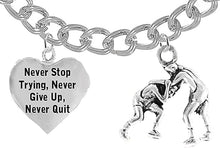 Wrestling, Never Stop Trying, Never Quit Hypoallergenic Safe Bracelet, Nickel, Lead and Poisonous Cadmium Free.