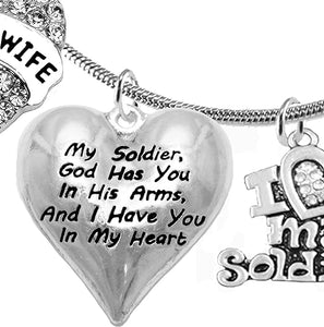 Army Wife, My Soldier, God Has You In His Arms And I Have You In My Heart, YESHUA(Jesus In Hebrew) NAMED BY AN ANGEL OF GOD, Adjustable Hypoallergenic Safe, No Nickel, Lead, Or Poisonous Cadmium