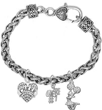 Cheer Heart, Were #1, Jumping Cheerleader, Hypoallergenic Genuine Crystal Charm Bracelet, Nickel, Lead, And Cadmium Free