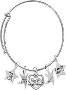 Swim, Reach for The Stars 5 Charm Adjustable Bracelet, Hypoallergenic, Safe-Nickel Free, No Poisonous Lead Or Cadmium