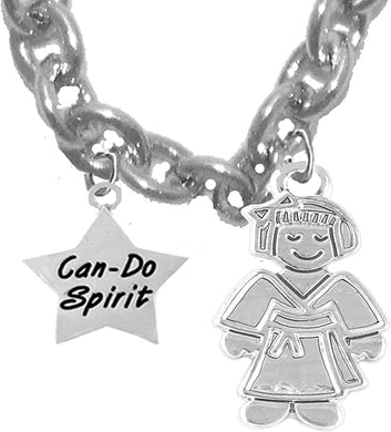 Children's Martial Arts, Kickboxing, Karate Jewelry, Can Do Spirit, Adjustable Necklace Hypoallergenic, Children's Safe-Nickel,Lead,Cadmium Free
