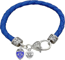 Policeman's Badge. My Wife, My Joy, My Sunshine, My Heart, On A Blue Leather Bracelet, Hypoallergenic, Safe-No Nickel, Lead,or Cadmimum