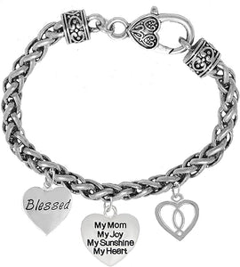 Mom, Blessed,My Mom, My Joy, My Sunshine, My Heart,Ichthus Fish, Bracelet,Hypoallergenic,Safe-Nickel, Cadmium,Lead, Free