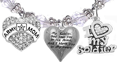 Army Mom, My Soldier, God Has You in His Arms and I Have You in My Heart, Bracelet, Hypoallergenic Safe, No Nickel, Lead, Or Poisonous Cadmium