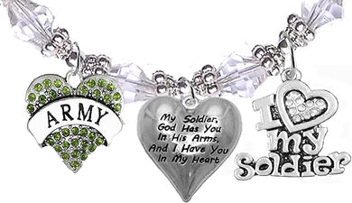 Army, My Soldier, God Has You in His Arms and I Have You in My Heart, Bracelet, Hypoallergenic Safe, No Nickel, Lead, Or Poisonous Cadmium