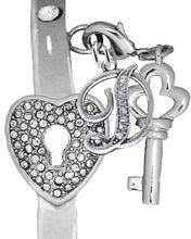 It Really Locks!, The Key to My Heart, Initial D, Cuff Crystal Bracelet, Hypoallergenic, Safe-Nickel, Lead, Free