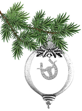 Longhorn Bull In A Horseshoe Covered In Sparkling Austrian Cut Crystal Christmas Tree Ornament. What A Wonderful Gift For Yourself, Or Someone Special, Gift Ready Comes In A Black Velvet Bag