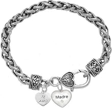 Mom,Te Amo, Madre, I Love You Mother, Bracelet, Hypoallergenic, Safe-Nickel, Lead, Free