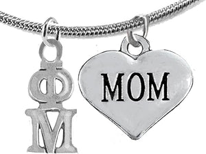 Phi Mu Mom, Hypoallergenic Safe Adjustable Fits Anyone Licensed Sorority Jewelry Manufacturer