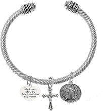 Saint Benedict Protective Charm, My Love, My Joy, Crucifix, My Sunshine, My Heart, And Prayer, Protect Me From Harm, From Evil, From The Devil Adjustable Bracelet Nickle, Lead, Cadmium Free
