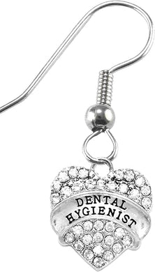 Dental Hygienist, Crystal Heart Earring, Safe-Nickel, Lead & Cadmium Free!