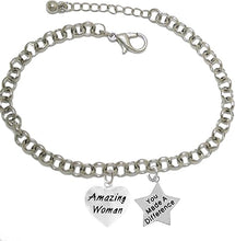 Amazing Women, You Made A Difference, Motivational Adjustable Bracelet, Hypoallergenic, Safe-Nickel, Lead, Cadmium Free