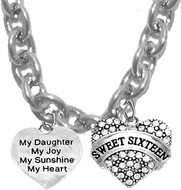 My Daughter,My Joy,My Sunshine,My Heart, Sweet 16, Sterling Silver Solid .925 Sterling,Not Plated Or Coated.18 Inch Chain,Hyperallergenic Safe-Nickel,Lead,Cadmium Free