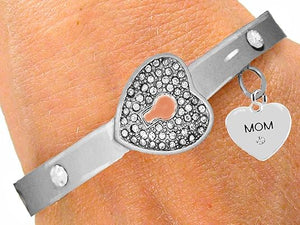 Message Bracelet, Mom, It Really Locks, The Key to My Heart Cuff Bracelet, Hypoallergenic, Safe-Nickel, Lead, Free